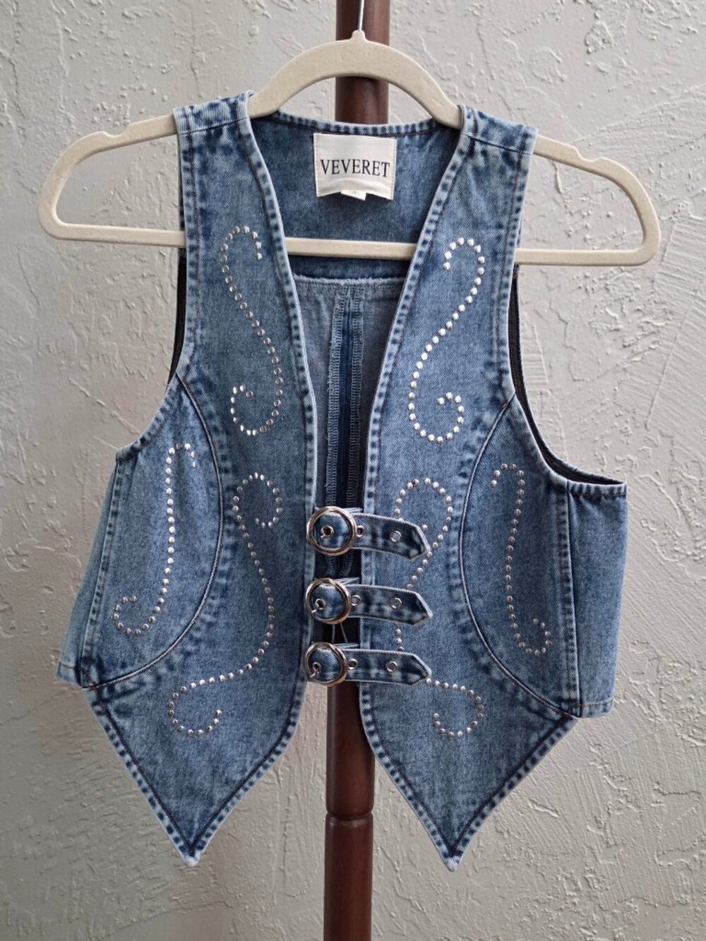 V23. Denim Triple Buckle Front Vest